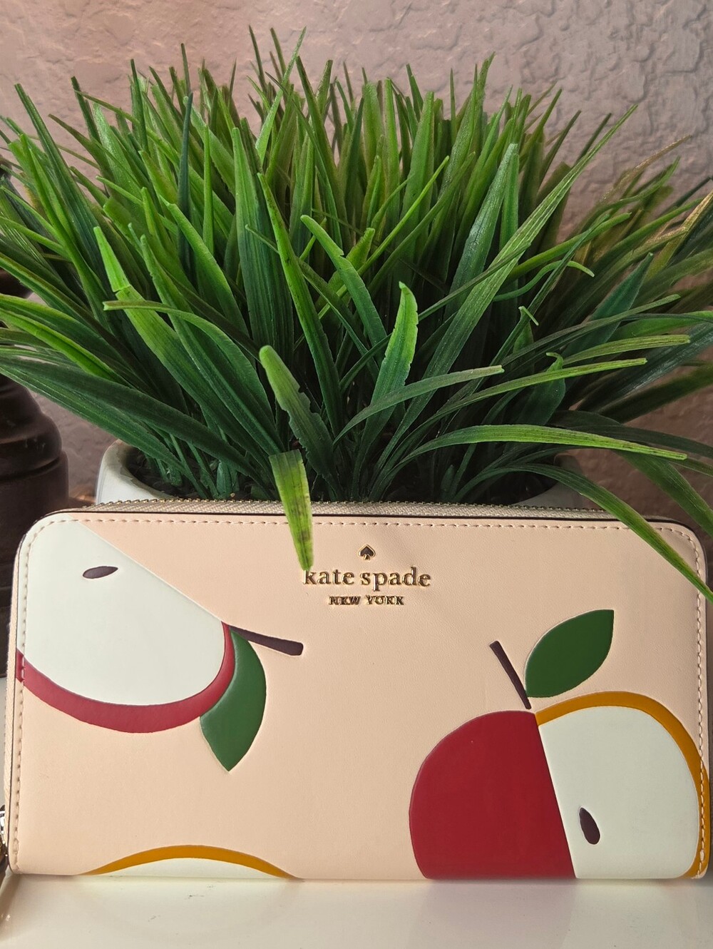 Kate Spade Perfect Orchard Apple Large Continental Zip Wallet Pink Multi